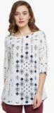 Ruhaans White Printed Blouse Women