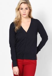 S Oliver Blue Mix Full Sleeve Shrugs Women