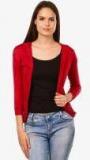 Saadgi Maroon Solid Shrug Women