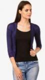 Saadgi Navy Blue Solid Shrug Women