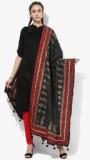 Sabhyata Black Printed Cotton Dupatta women