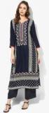 Sabhyata Navy Blue Printed Rayon Kurta women