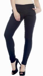 Sakhi Sang Black Rayon Spandex Solid Jegging Women