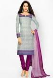 Salwar Studio Grey And Bright Pink Cotton Dress Material Women