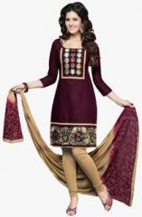 Salwar Studio Purple Embroidered Dress Material women