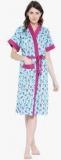 Sand Dune Aqua Blue Printed Bathrobe Women