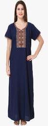 Sand Dune Embellished Navy Blue Nightwear Women