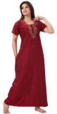 Sand Dune Embroidered Maroon Nightwear Women