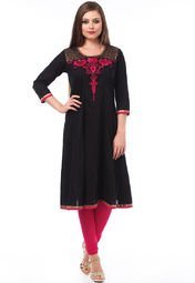 Sangria 100% Cotton Black Kurti Women