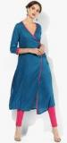 Sangria 3/4Th Sleeves Solid Kurta With Tie At Waist Women