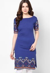 Sangria Acrylic Aqua Blue Kurti Women