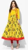 Sangria Angrakha Style Printed Anarkali With 3/4Th Sleeves women