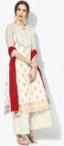 Sangria Band Collar 3/4Th Sleeves Gold Printed Kurta With Printed Kalidar Palazzo And Red Crushed Dupatta Men