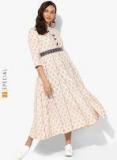 Sangria Band Collar 3/4Th Sleeves Printed Anarkali Women