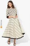 Sangria Beige Printed Anarkali Women