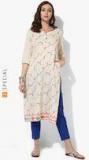 Sangria Beige Printed Kurta With Trousers women