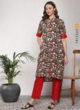 Sangria Black Printed Straight Kurta Women