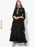 Sangria Black Solid Kurta With Palazzos & Dupatta women