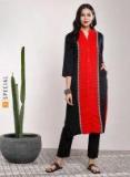 Sangria Black Solid Straight Kurta Women