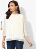 Sangria Cream Self Design Blouse Women