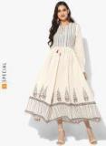 Sangria Crushed Block Printed Anarkali With Dori Tassels And Full Churi Sleeves Women