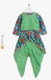 Sangria Green & Blue Printed Top With Dhoti Pant Girls