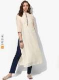 Sangria Mandarin Collar Embroidered Chanderi Flared Kurta Women