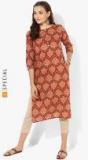 Sangria Maroon Printed Straight Kurta Women