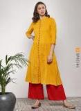 Sangria Mustard Solid A Line Kurta Women