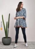 Sangria Navy Blue Printed Tunic Women