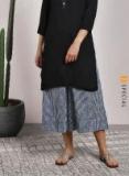 Sangria Navy Blue Striped Regular Fit Culottes Women