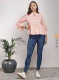 Sangria Pink Solid Empire Top Women