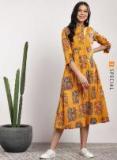 Sangria Printed Mandarin Collar Circular Anarkali With 3/4th Cuff Sleeves Women