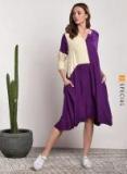 Sangria Purple & Beige Colourblocked Tunic Women