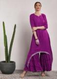 Sangria Purple Solid Kurta With Sharara women