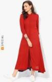 Sangria Red Solid Anarkali Kurta Women