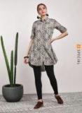 Sangria Shirt Collar 3/4Th Sleeves Authentic Dabu Printed Tunic Women