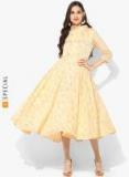 Sangria Textured Printed Shirt Collar Anarkali With 3/4Th Sleeves Women