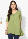 Sangria V Neck Elbow Sleeve A Line Top Women