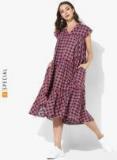 Sangria V Neck Printed Cotton Tunic With Asymmetric Hem Detail Women