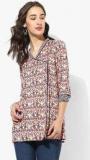 Sangria V Neck Printed Rayon Angrakha Top With 3/4Th Sleeves Women