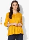 Sangria Yellow Solid Blouse Women