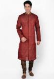 Sanwara Printed Brown Churidar Kurta Pyjama Men