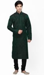 Sanwara Printed Green Kurta Pyjama Men