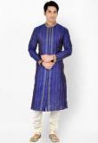 Sanwara Printed Purple Churidar Kurta Pyjama Men