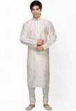 Sanwara Solid White Kurta Pyjama Men