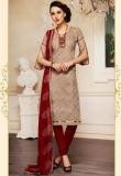 Saree Mall Brown Embroidered Dress Material women