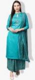 Saree Mall Teal Embroidered Dress Material Women