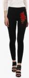 Sassafras Black Embroidered Jeggings Women