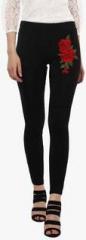 Sassafras Black Embroidered Jeggings women